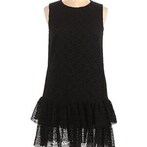 NWT Philosophy di Lorenzo Serafini Eyelet Ruffle Shift Dress 10 Sleeveless Black